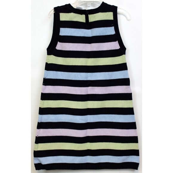 2008 Gymboree Petite Mademoiselle 6 Sweater Tank Dress Stripe Navy Pastel Paris - Picture 4 of 6